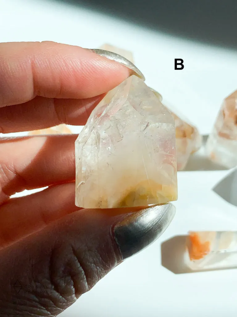 Orange Amphibole Quartz Mini Points