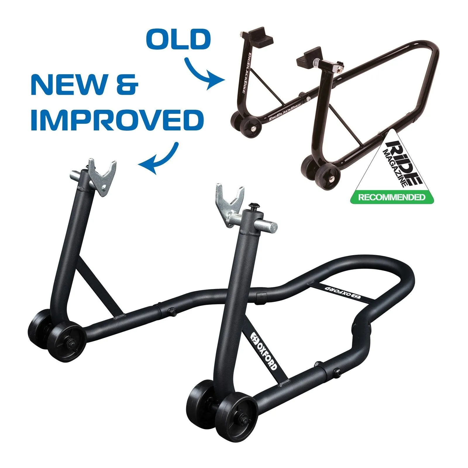 Oxford Big Black Rear Paddock Stand (Comes with V Hooks)