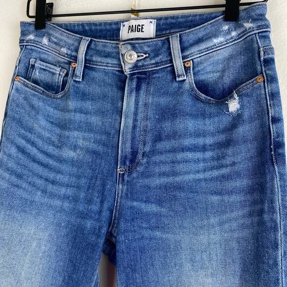 PAIGE Cindy Slit Jeans Size 27 Seaspray Blue Stretch Transcend Denim Staple