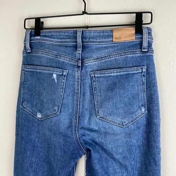 PAIGE Cindy Slit Jeans Size 27 Seaspray Blue Stretch Transcend Denim Staple