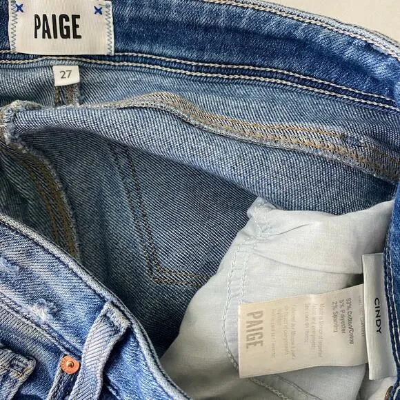 PAIGE Cindy Slit Jeans Size 27 Seaspray Blue Stretch Transcend Denim Staple