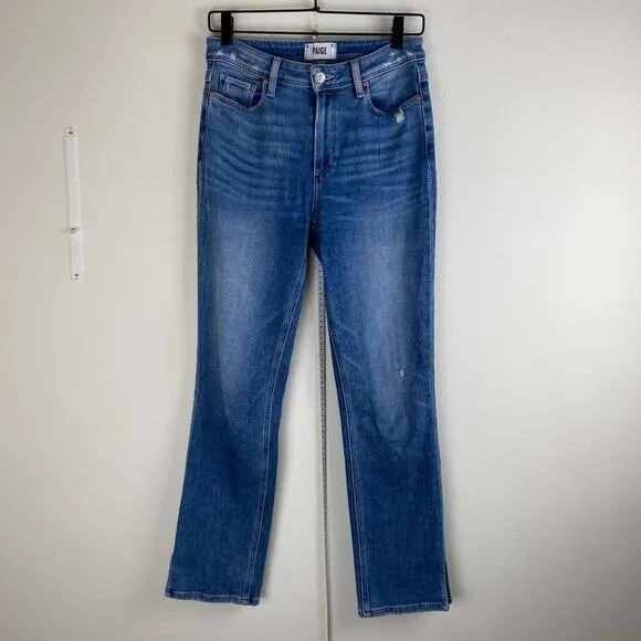 PAIGE Cindy Slit Jeans Size 27 Seaspray Blue Stretch Transcend Denim Staple