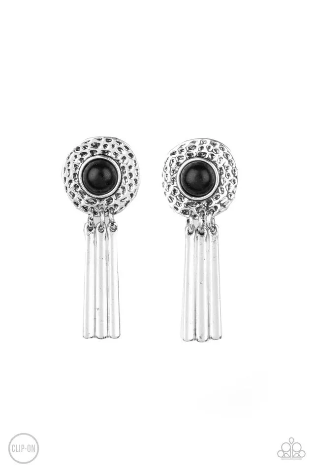 Paparazzi Desert Amulet Earrings Black (Clip Ons)