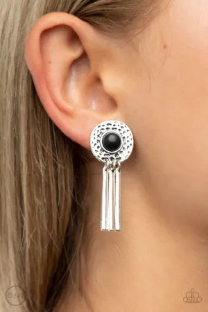 Paparazzi Desert Amulet Earrings Black (Clip Ons)