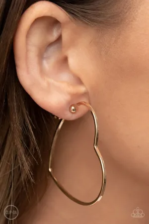 Paparazzi Harmonious Hearts Earrings Gold (Clip Ons)