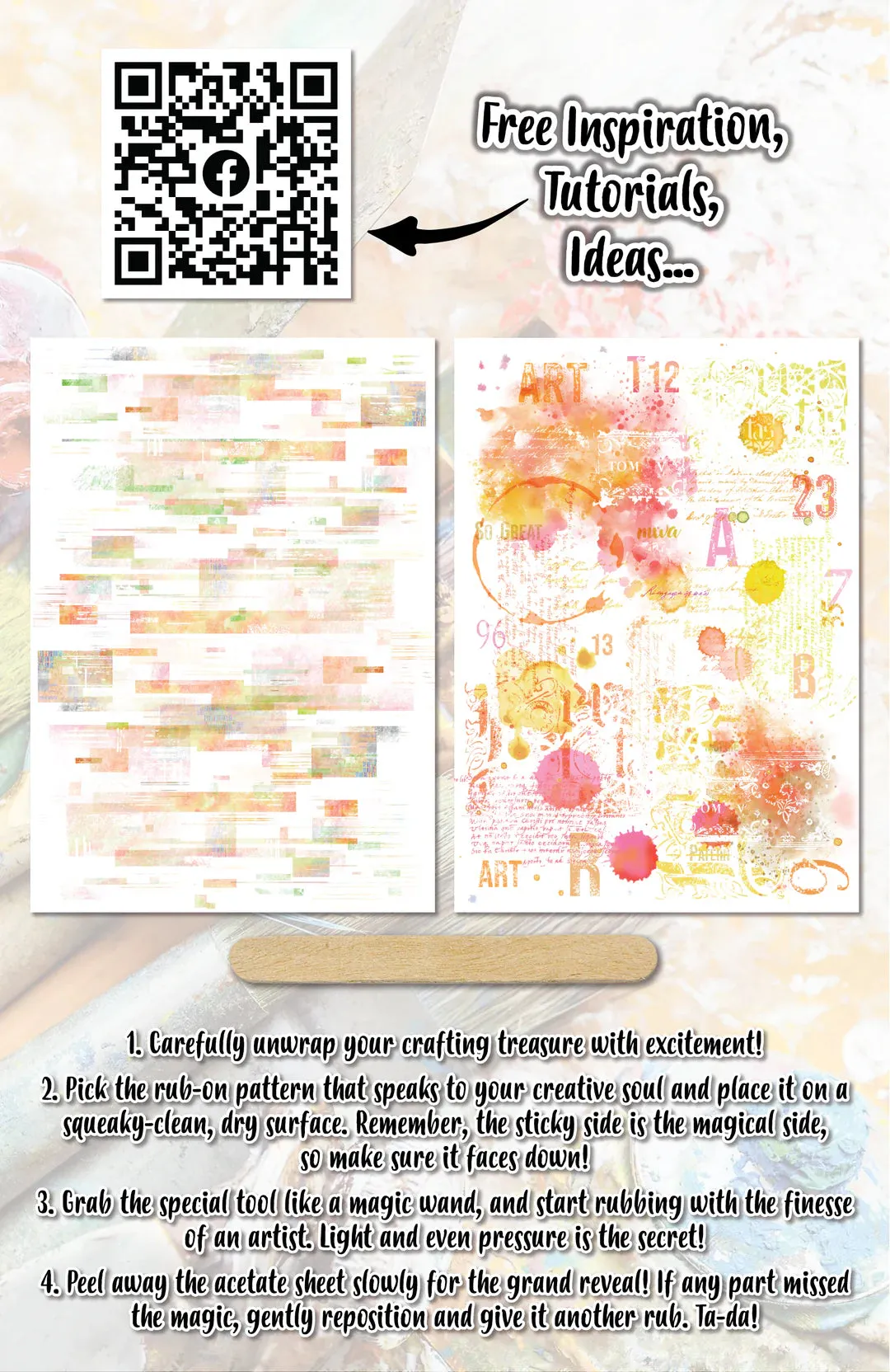 Pastel Vibes #1 Rub-on Sheets  2x A5 Sheets Aall & Create