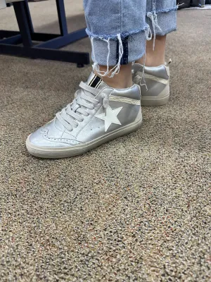 Paulina White Silver Shoes