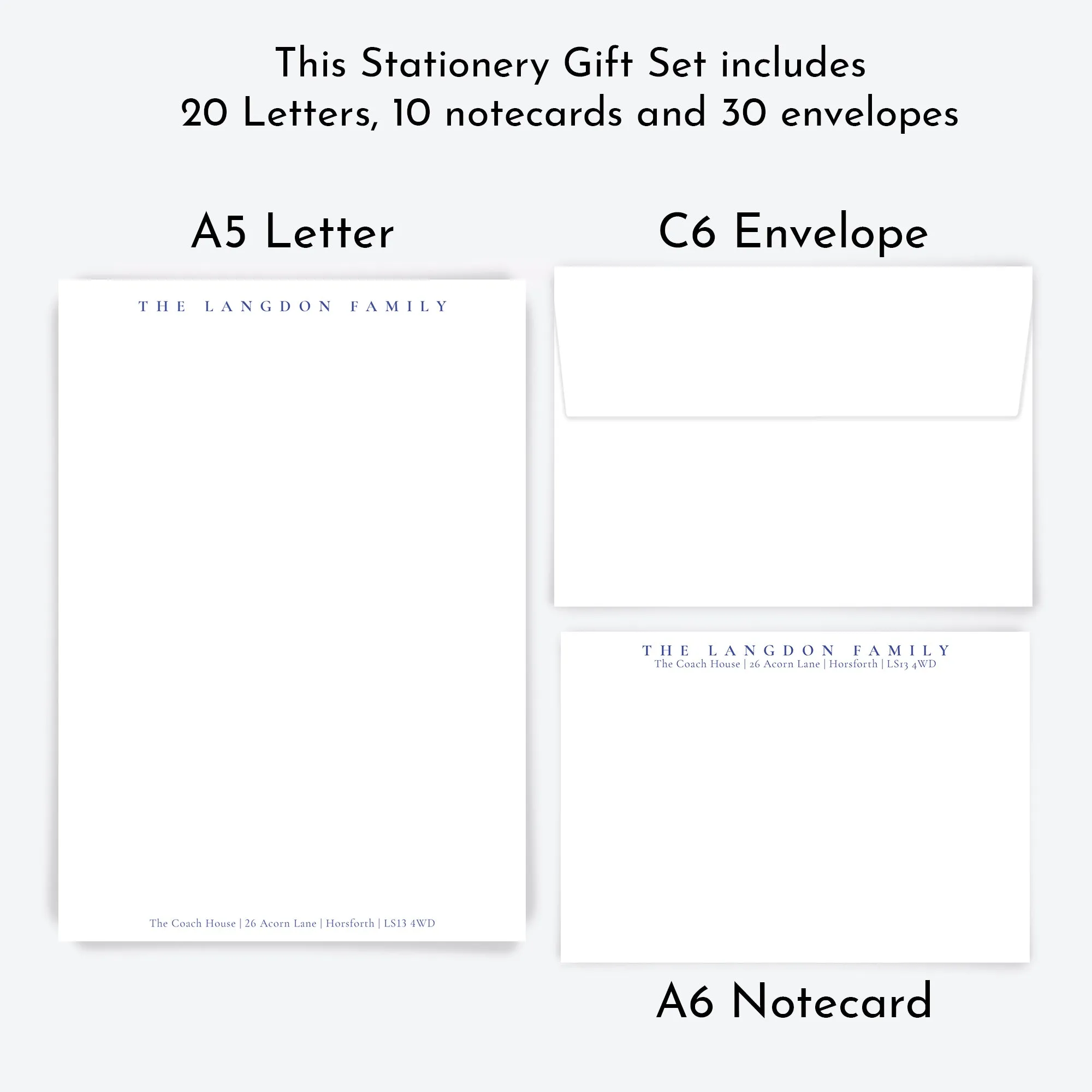 Personalised Letter & Card Writing Stationery Gift Set with Organiser - 'Oxford'