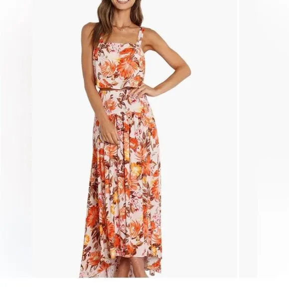 Petal &amp; Pup Lulu Floral Print Two-Piece High-Low Maxi Dress 6 NWT