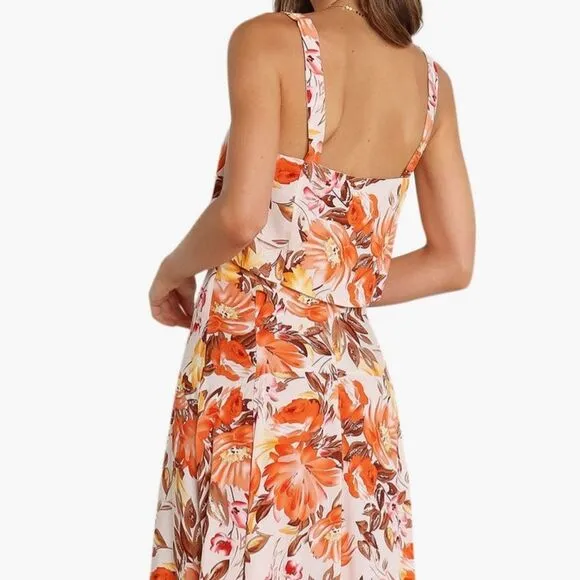 Petal &amp; Pup Lulu Floral Print Two-Piece High-Low Maxi Dress 6 NWT