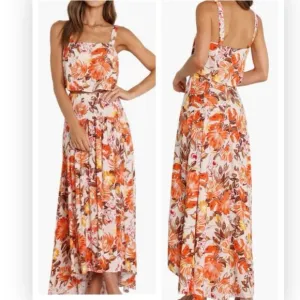 Petal &amp; Pup Lulu Floral Print Two-Piece High-Low Maxi Dress 6 NWT