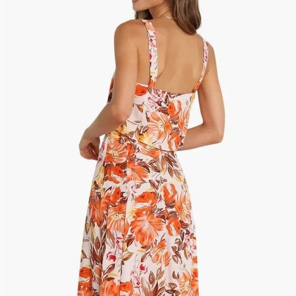Petal &amp; Pup Lulu Floral Print Two-Piece High-Low Maxi Dress 6 NWT