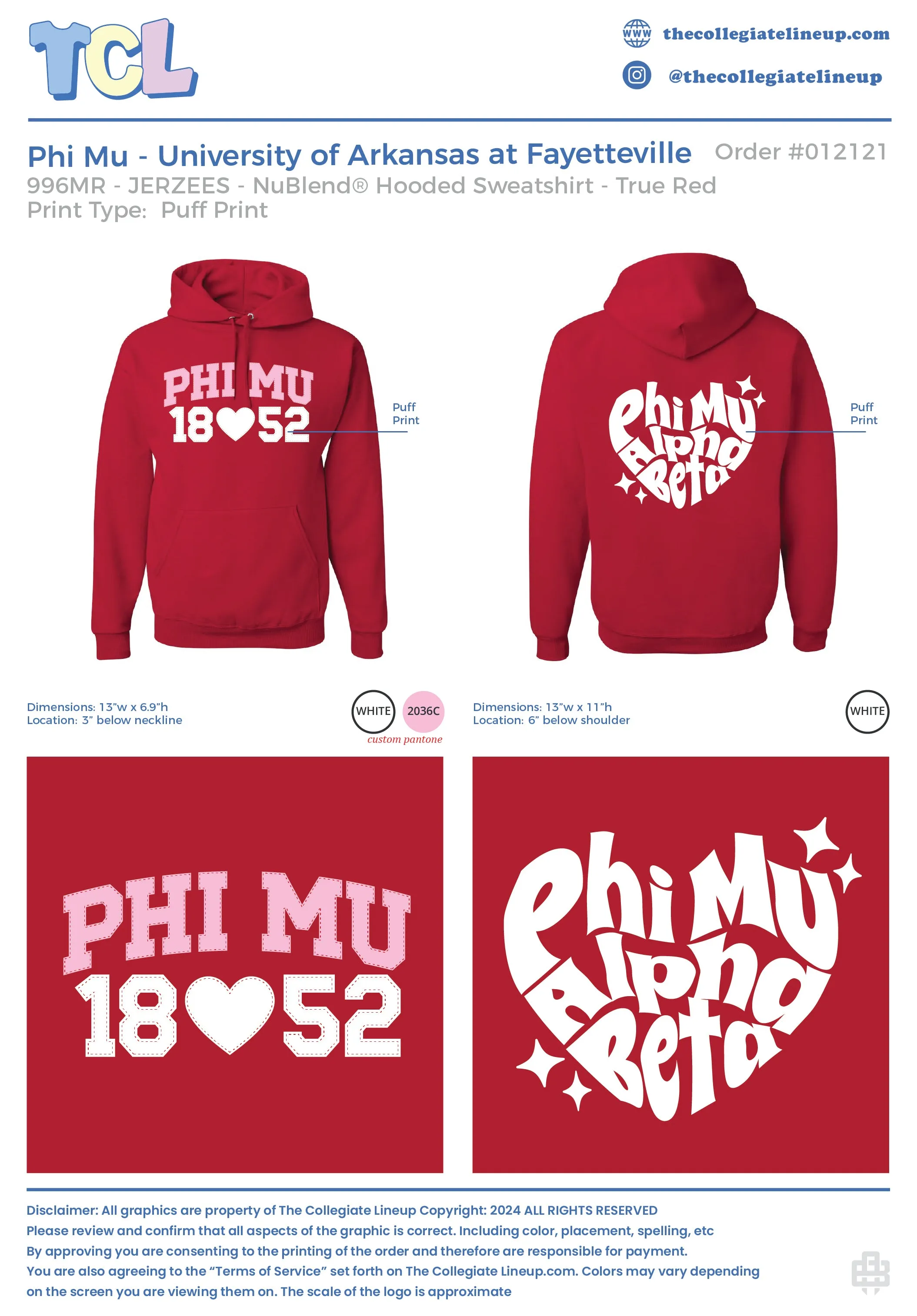 Phi Mu University of Arkansas at Fayetteville #12121 individual shipping