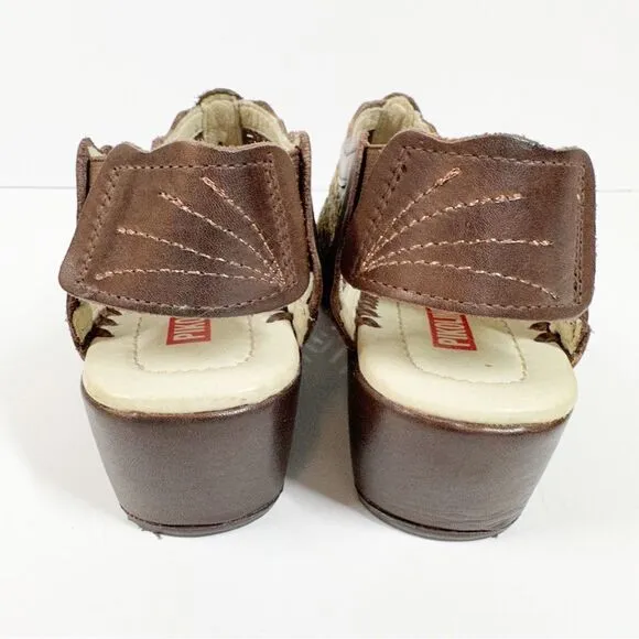 Pikolino Romana Floral Lasercut Slingback Sandals Brown Green Size 37