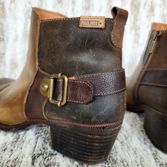 Pikolinos &quot;Baqueira&quot; Brown Tan Leather Ankle Boots | Women's Size 39 EU, 8.5 - 9
