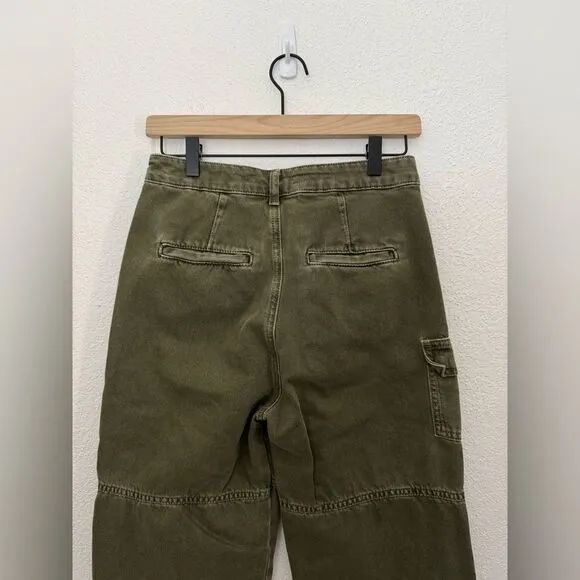 Pilcro Anthropologie Utility Cargo Mid Rise Pocket Jeans in Olive Green Size 25