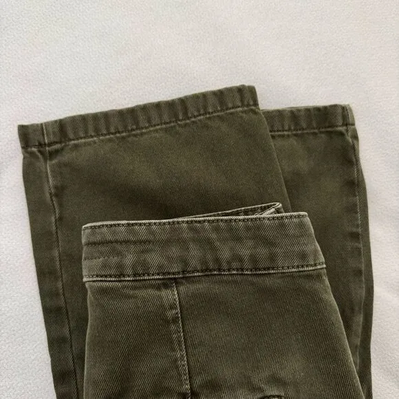 Pilcro Anthropologie Utility Cargo Mid Rise Pocket Jeans in Olive Green Size 25