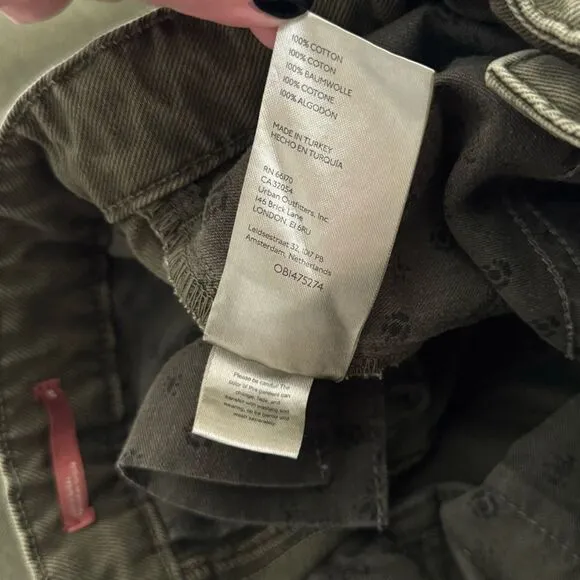 Pilcro Anthropologie Utility Cargo Mid Rise Pocket Jeans in Olive Green Size 25
