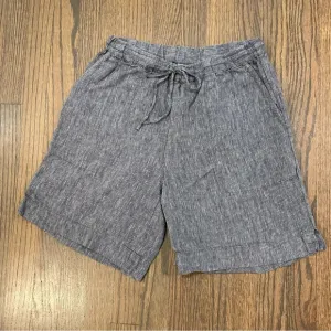 Poetry Fashion Women's Striped Linen Lightweight Pull On Casual Bermuda Shorts