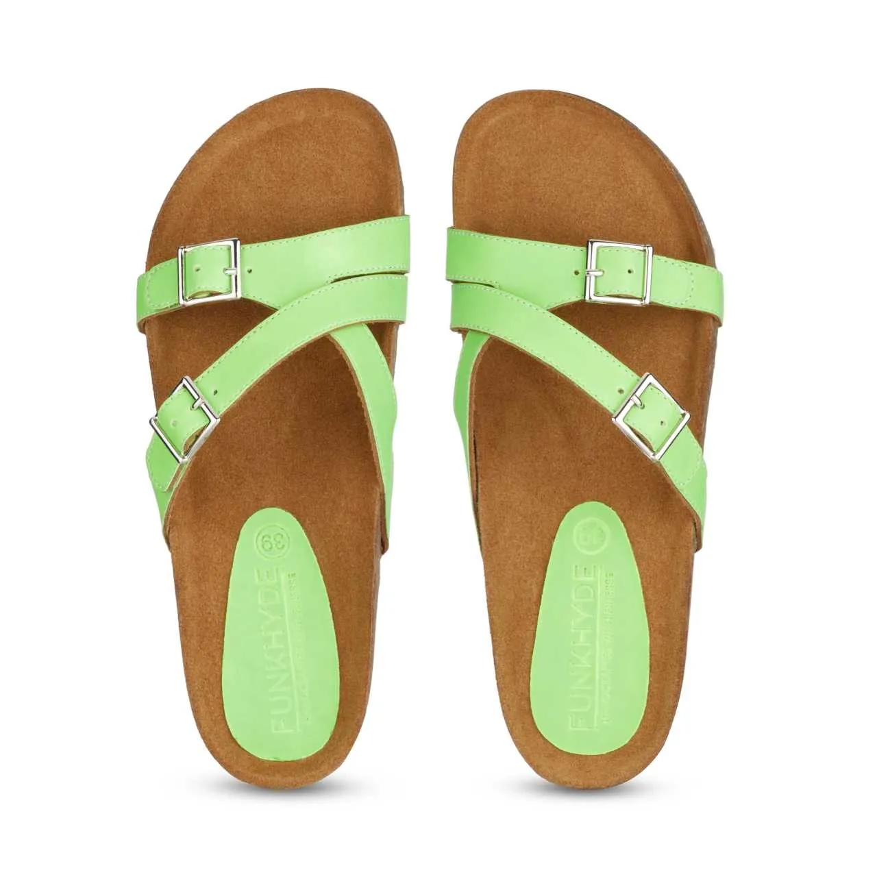 Poirou Neon Green Comfort Slipons