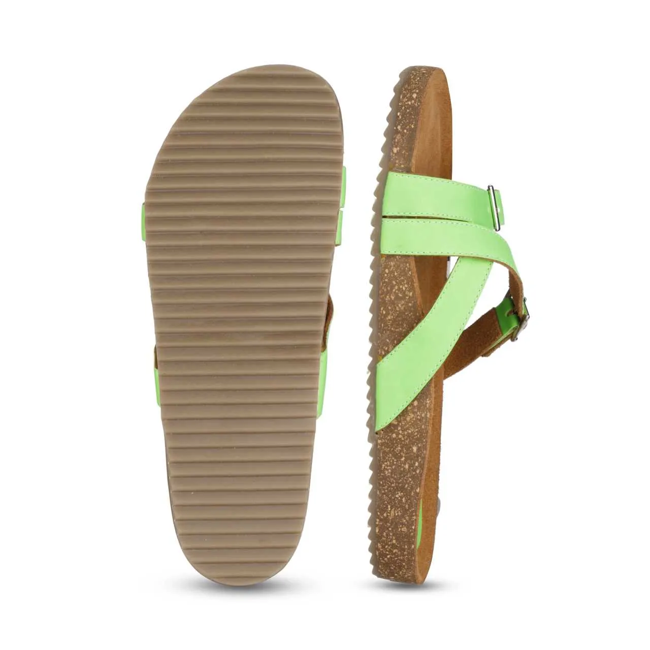 Poirou Neon Green Comfort Slipons