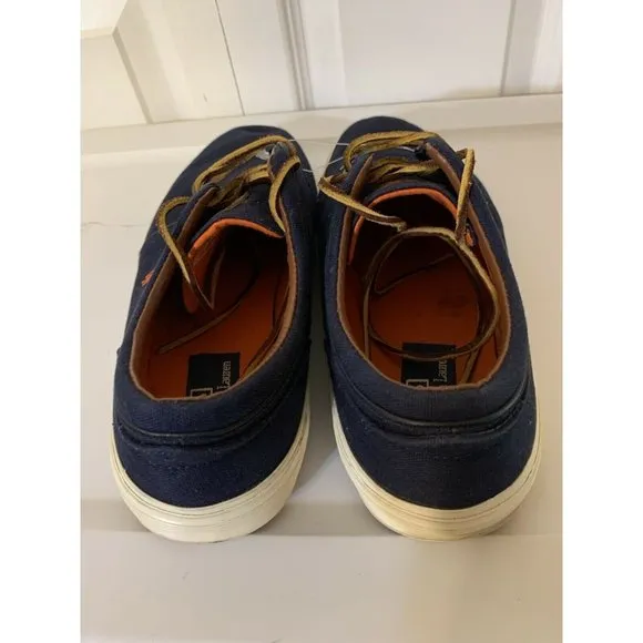Polo Ralph Lauren Faxon Low Men’s Sz 10.5 D Blue Sneakers Shoes Orange Pony Logo
