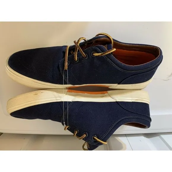 Polo Ralph Lauren Faxon Low Men’s Sz 10.5 D Blue Sneakers Shoes Orange Pony Logo
