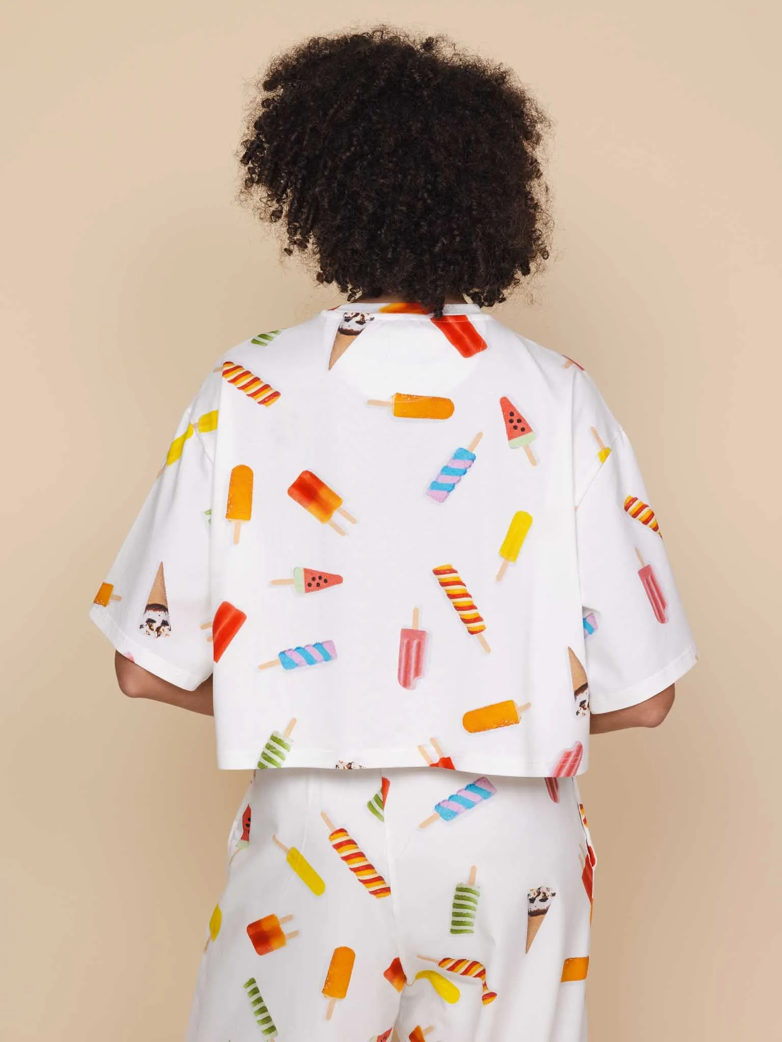 Popsicles Cropped T-shirt en Wijde broek set Dames