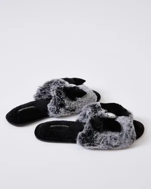 Pretty You London Womens Slider Slippers Cleo in Black - Large