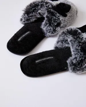 Pretty You London Womens Slider Slippers Cleo in Black - Medium