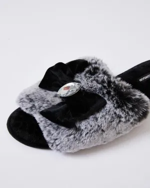 Pretty You London Womens Slider Slippers Cleo in Black - XL