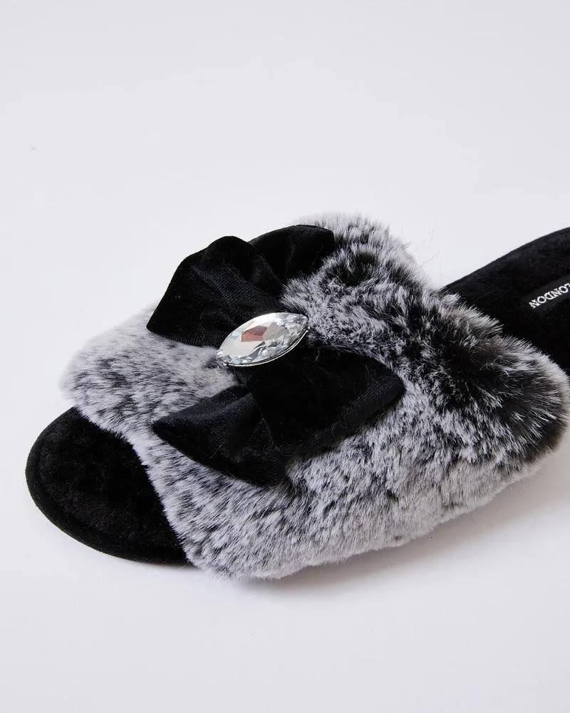 Pretty You London Womens Slider Slippers Cleo in Black - XL