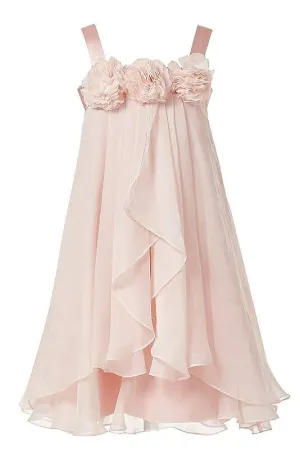 Princess Pink A-Line Chiffon Sleeveless Floor-Length Flower Girl Dresses OK705