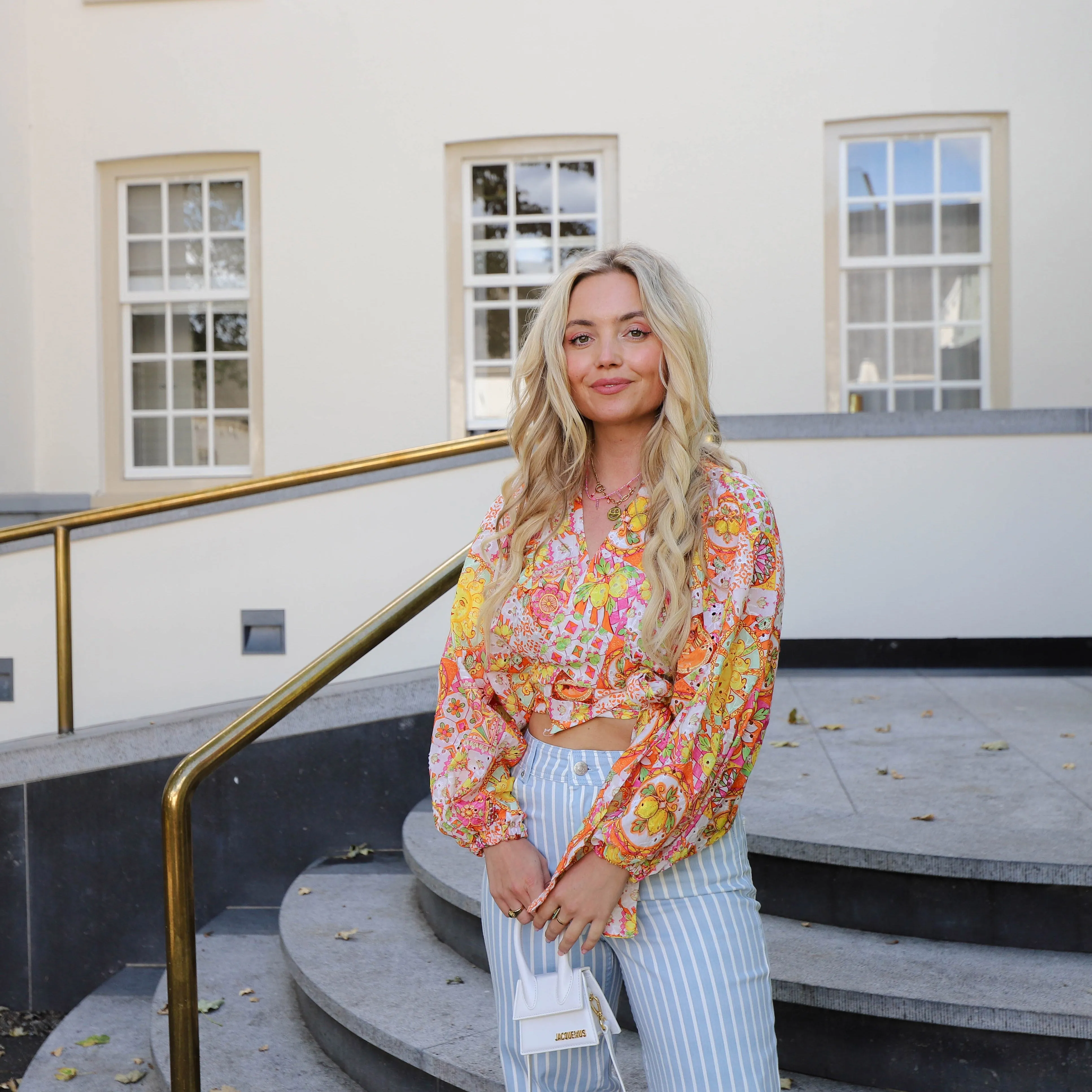 Print blouse lemone oranje