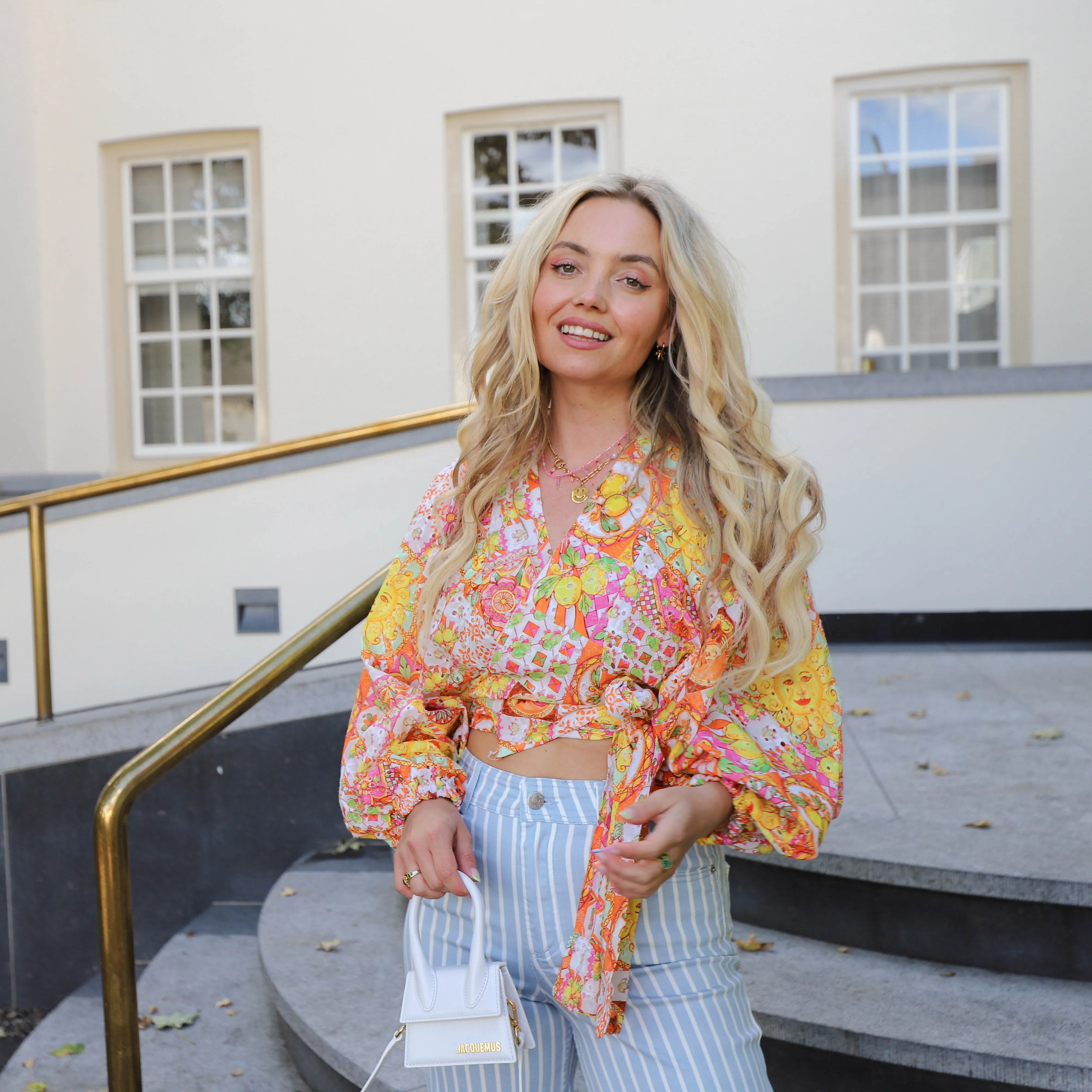 Print blouse lemone oranje