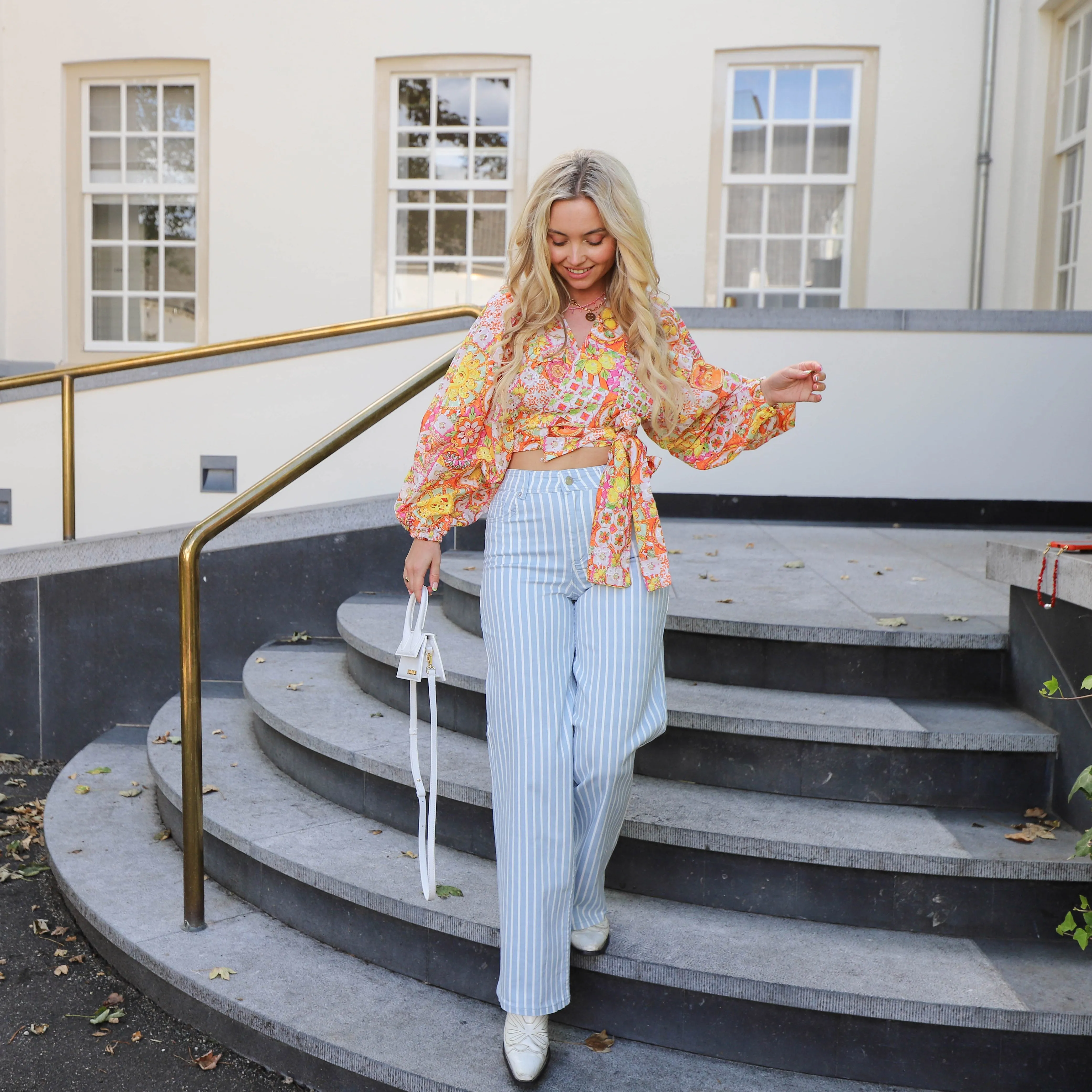 Print blouse lemone oranje