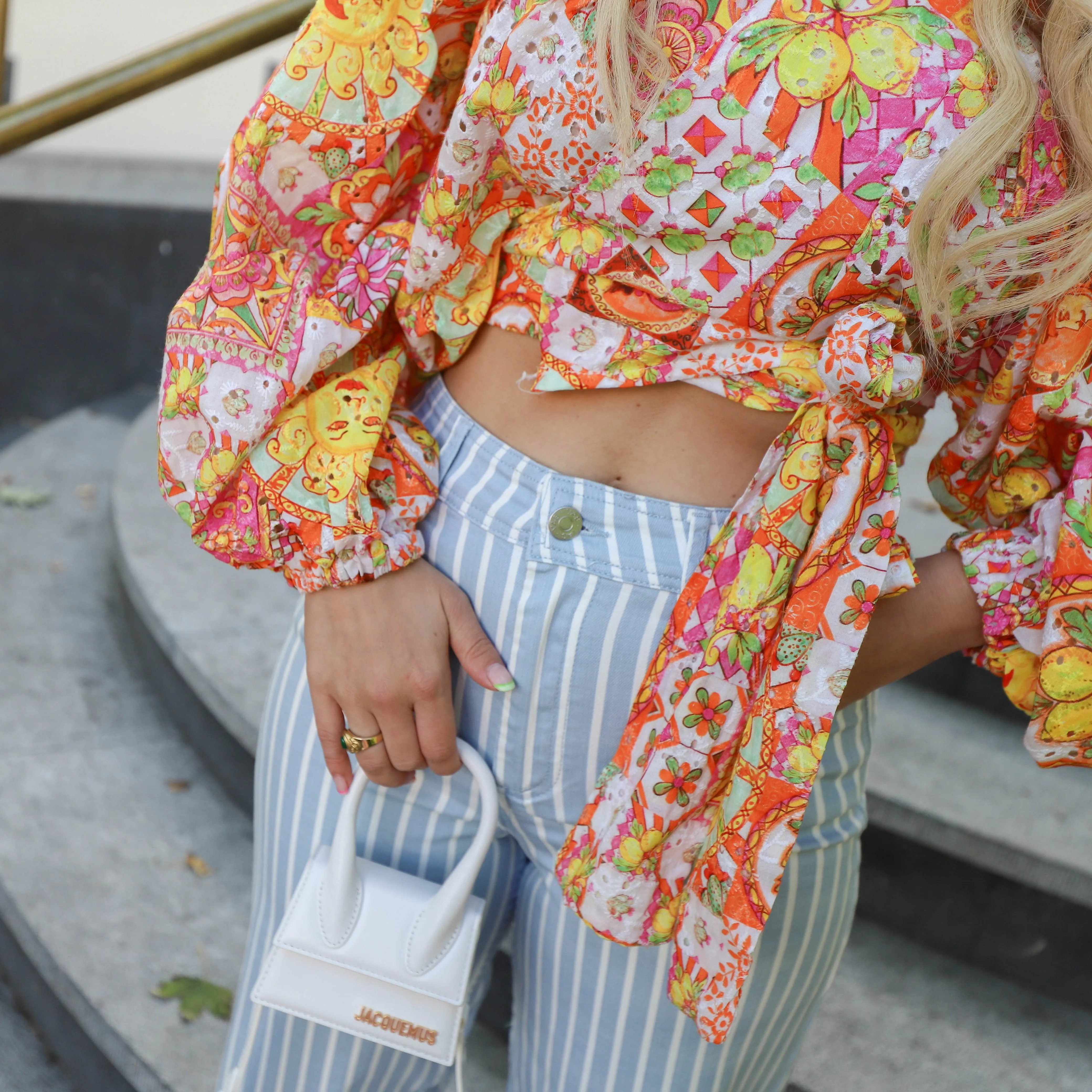 Print blouse lemone oranje