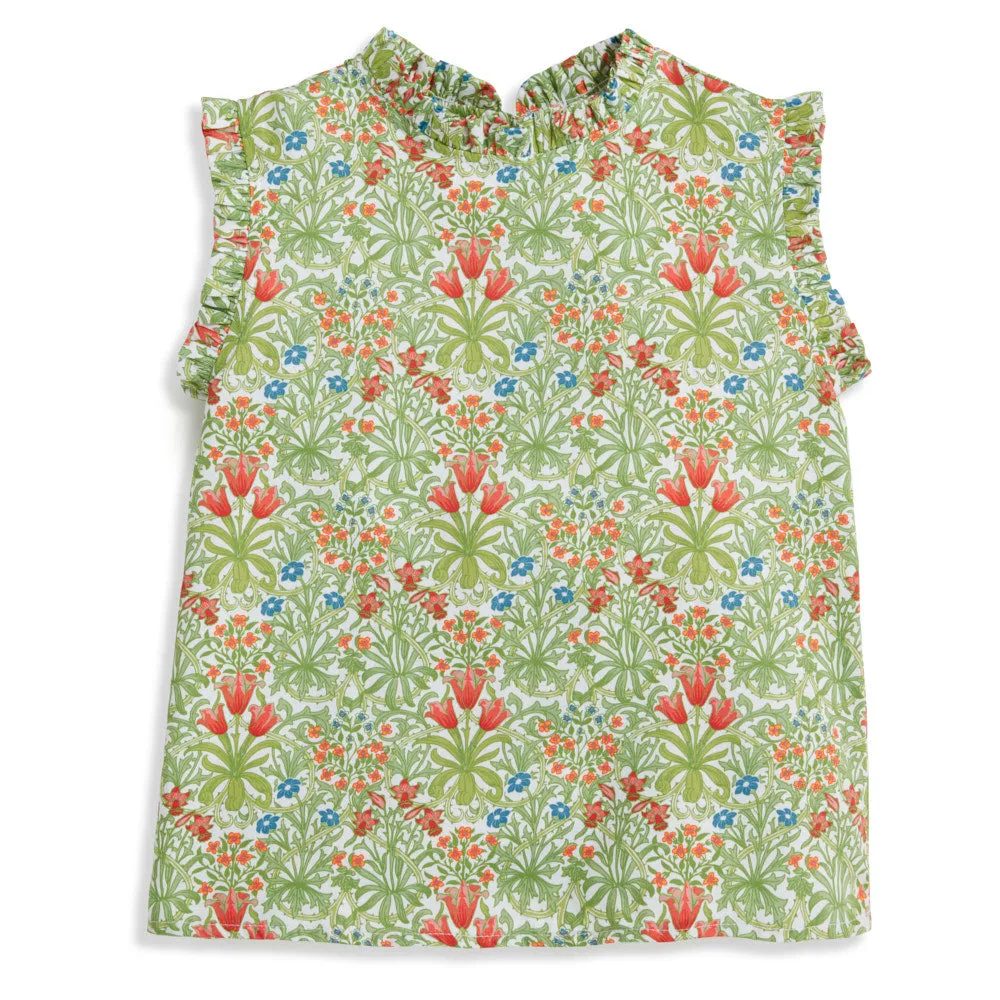 Printed Sonja Blouse -- Blue Begonia