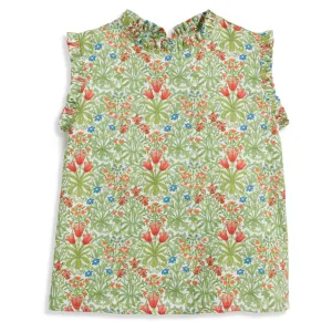 Printed Sonja Blouse -- Blue Begonia