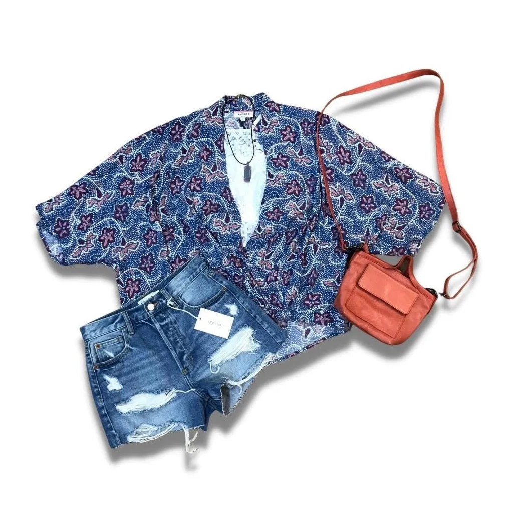 Printed Wrap Blouse