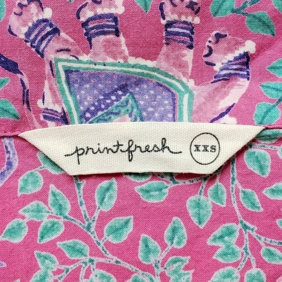 Printfresh Pink Flamenco Pajama Top Long Sleeve Fuchsia Purple Size XXS