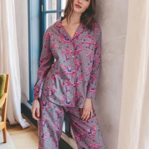 Printfresh Pink Flamenco Pajama Top Long Sleeve Fuchsia Purple Size XXS