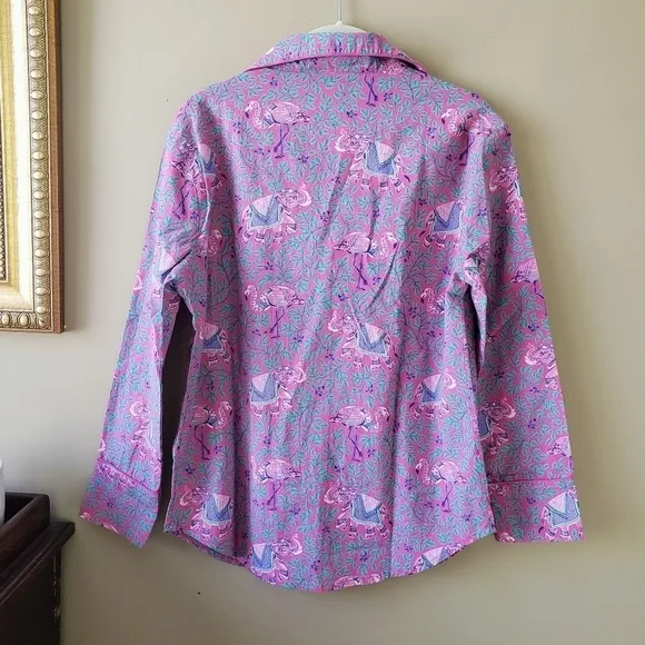 Printfresh Pink Flamenco Pajama Top Long Sleeve Fuchsia Purple Size XXS