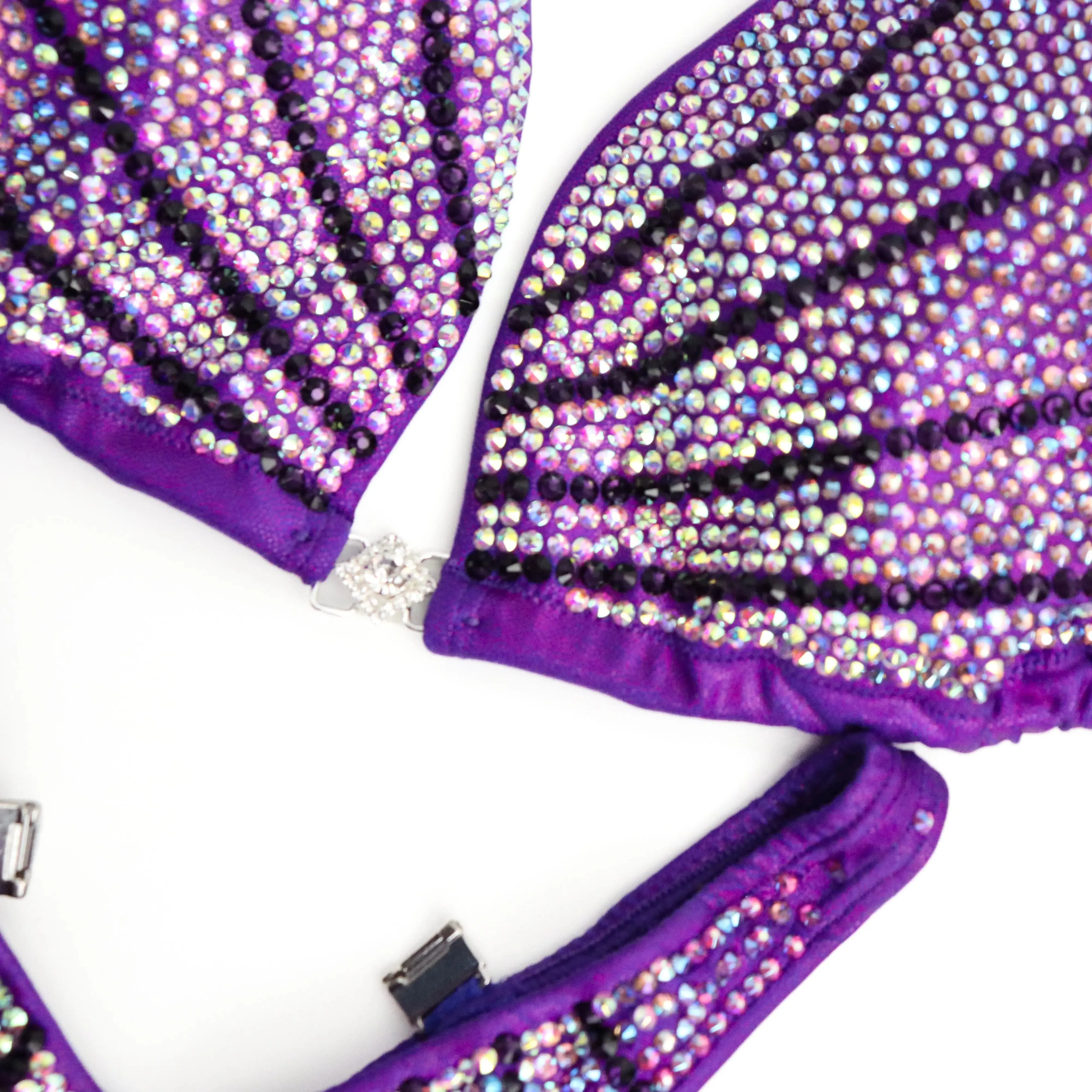 QS ST: Crystal Galaxy. Violet, Crystal AB, Light Amethyst AB, Fuchsia AB. Hologram Purple. Extra Large/Standard Figure w/Full Scrunch and Petite Rise.