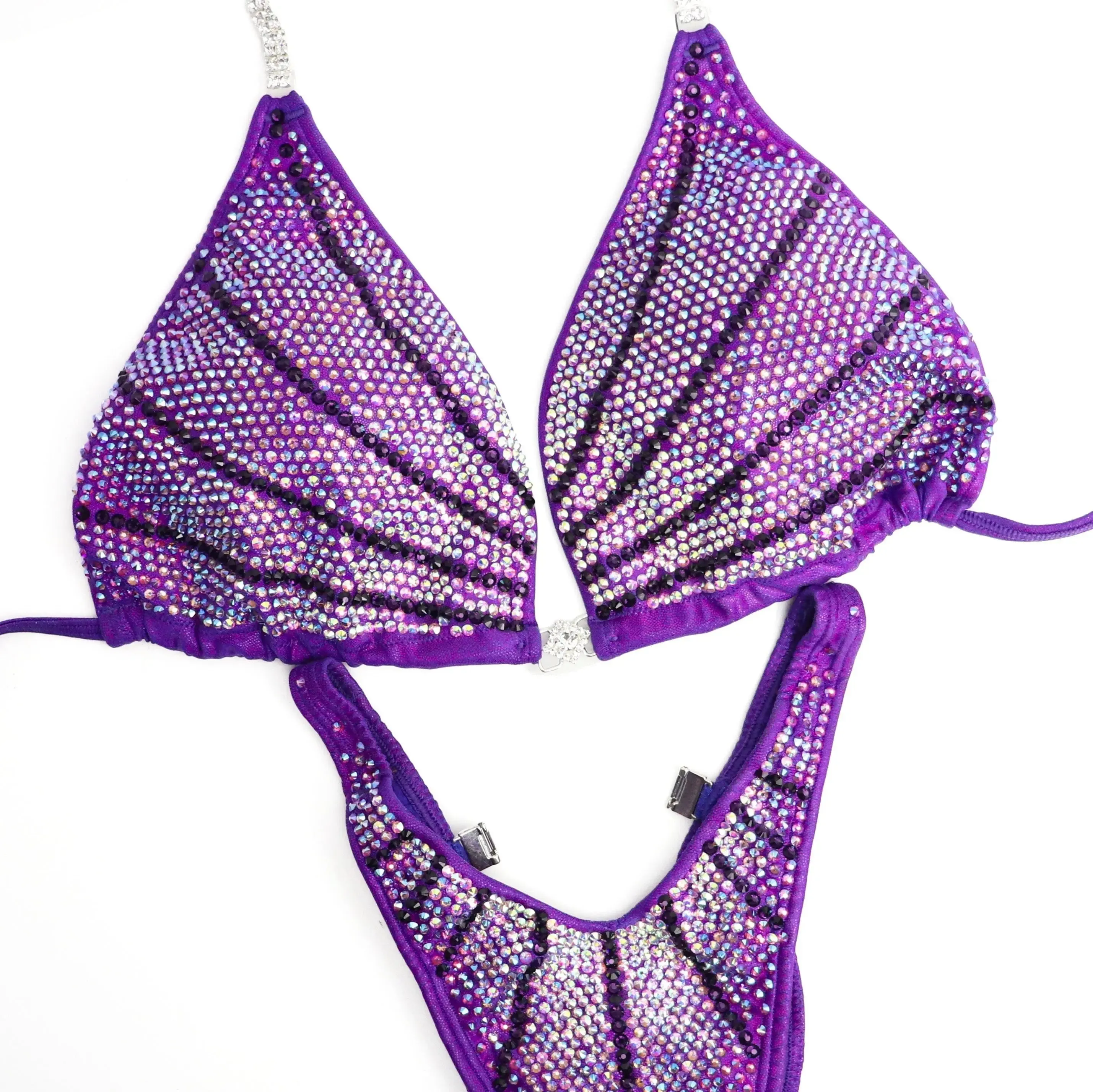 QS ST: Crystal Galaxy. Violet, Crystal AB, Light Amethyst AB, Fuchsia AB. Hologram Purple. Extra Large/Standard Figure w/Full Scrunch and Petite Rise.