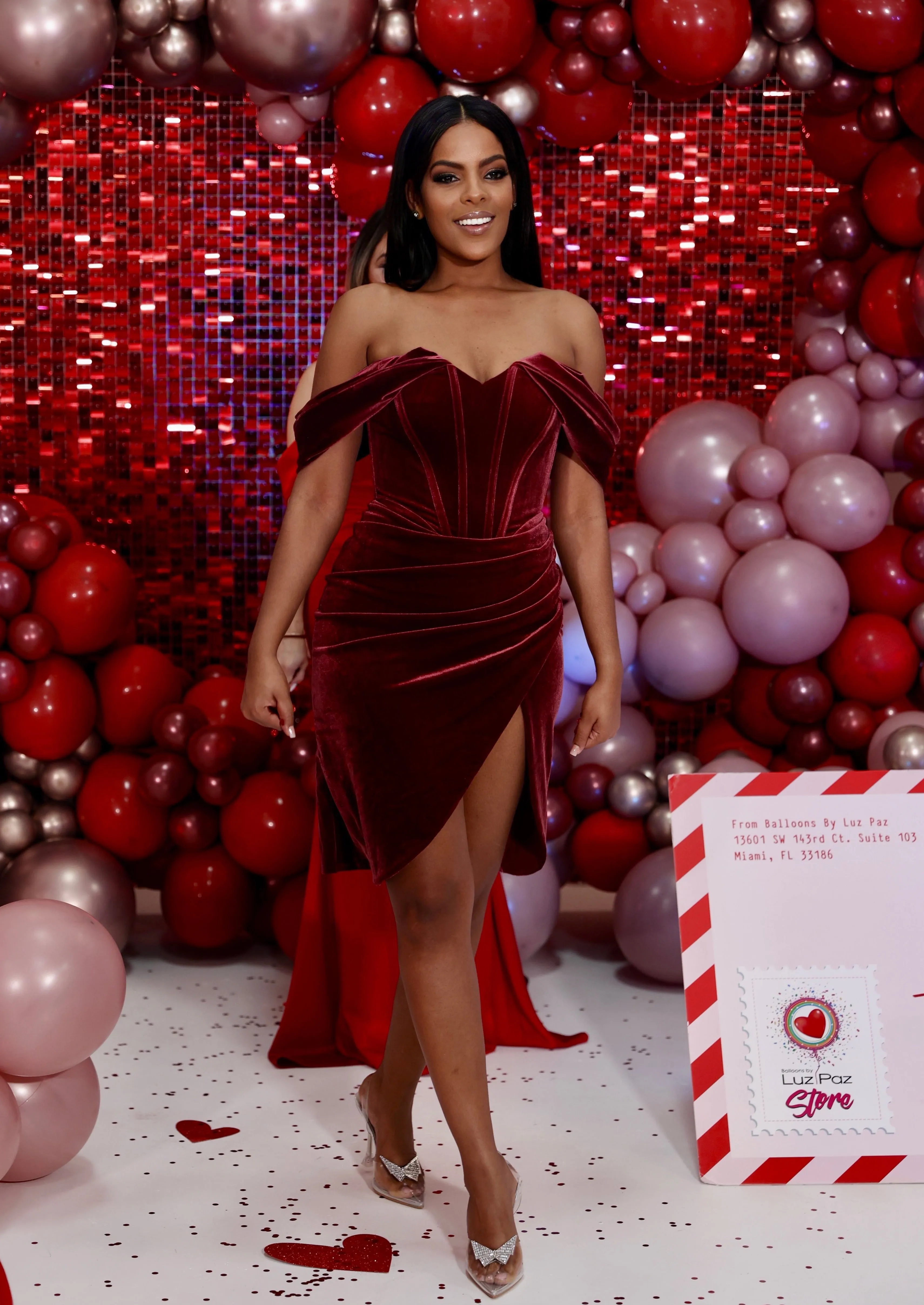 "ALEXA" COCKTAIL DRESS  VELVET OFF SHOULDER SLEEVES