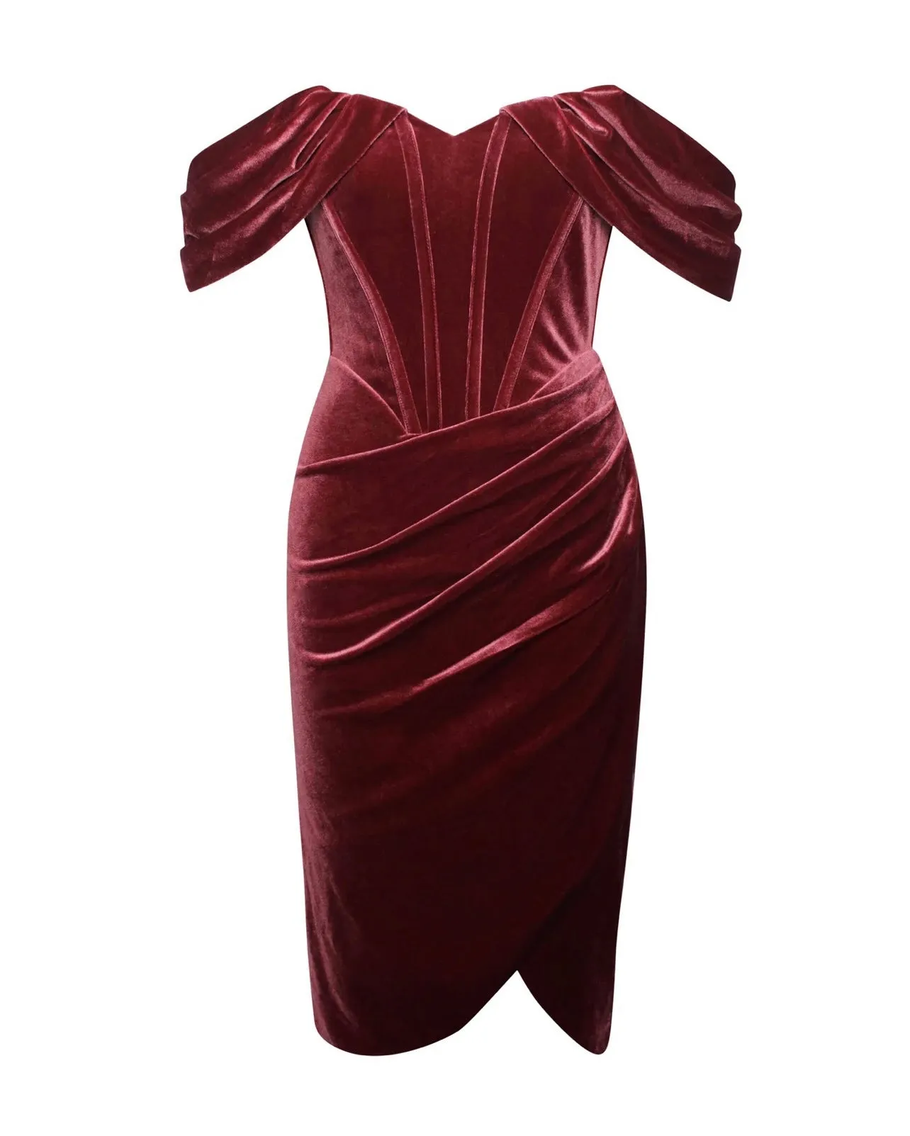 "ALEXA" COCKTAIL DRESS  VELVET OFF SHOULDER SLEEVES