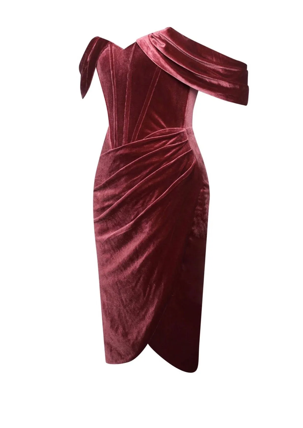 "ALEXA" COCKTAIL DRESS  VELVET OFF SHOULDER SLEEVES