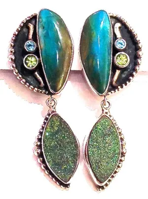 "Peruvian Opal & Druzy Clip-ons"