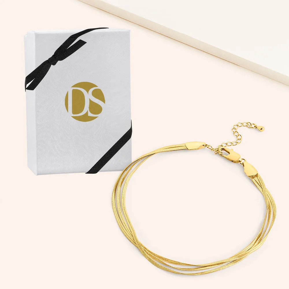 "Rodeo" High Polished Herringbone Chain Layered Anklet